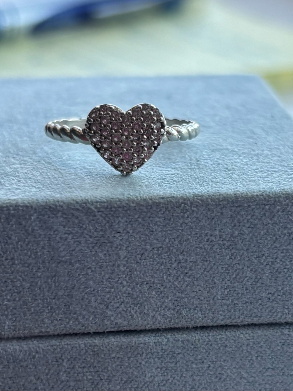 925 Silver Heart Pavé Ring - Women Jewelry